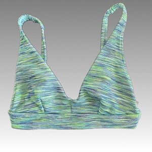 NWT Aerie Bikini Top V Neck Blue Green Swim Summer Beach Vacation Travel Small S